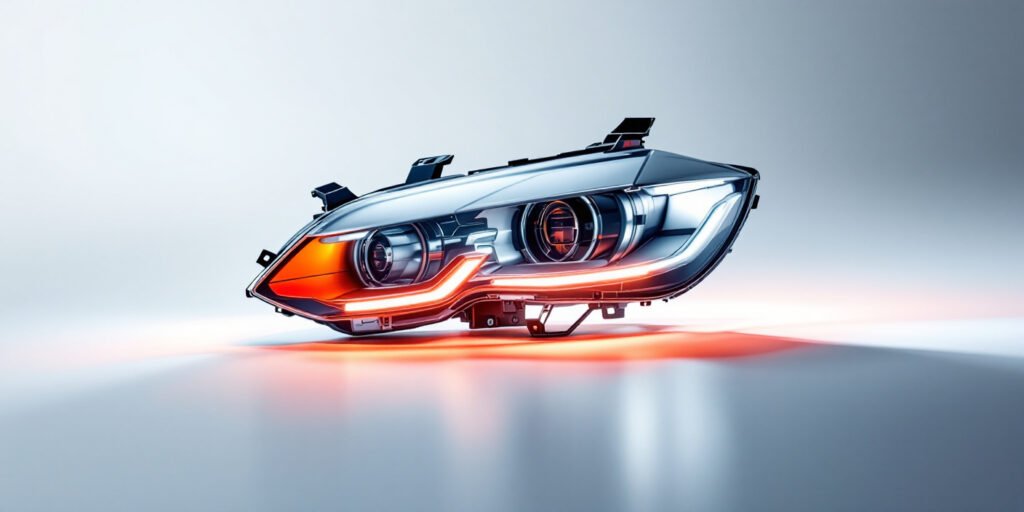 OEM BMW headlight beam pattern test in lab
