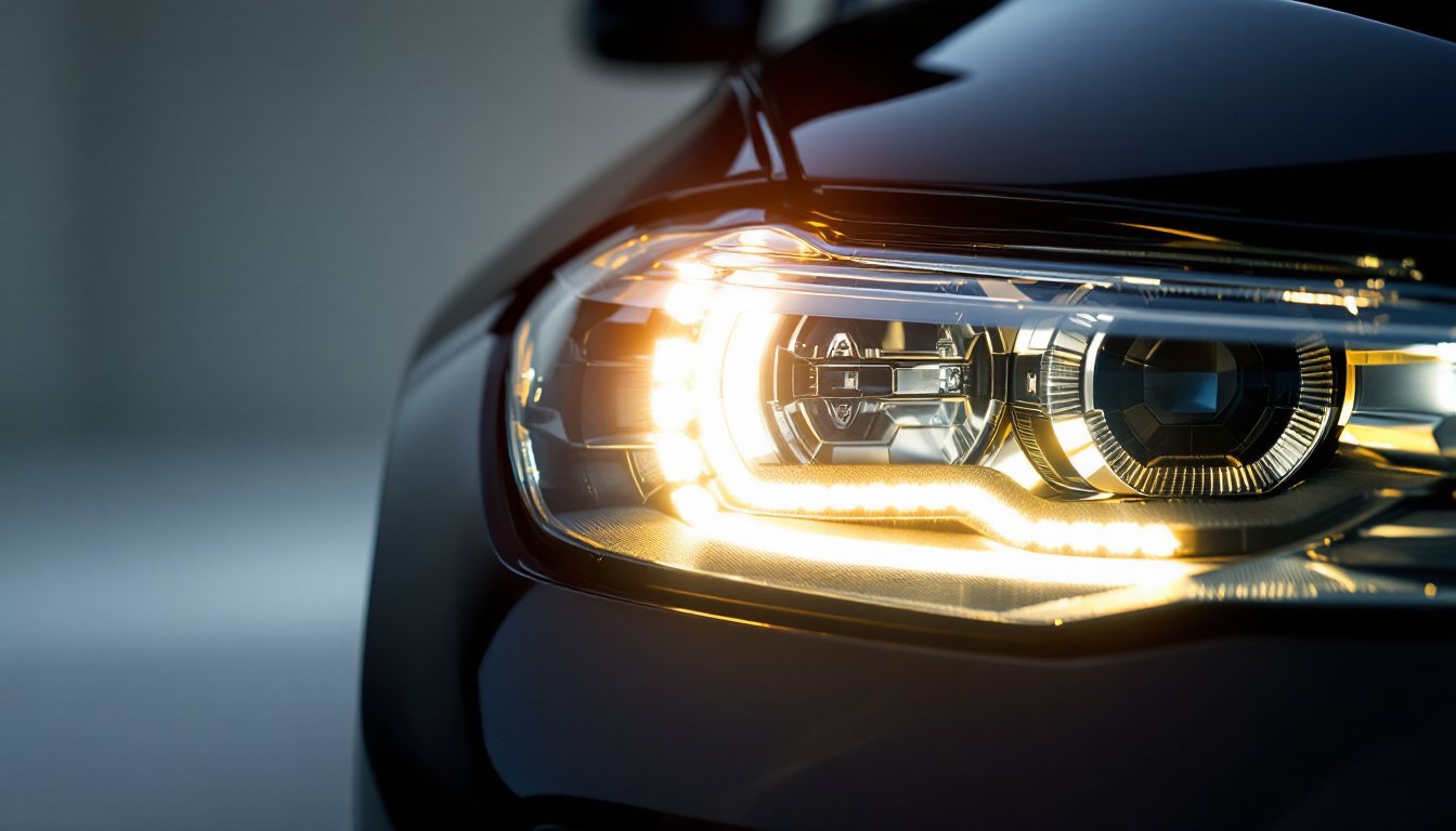insurance quality BMW headlight close-up OEM LED design